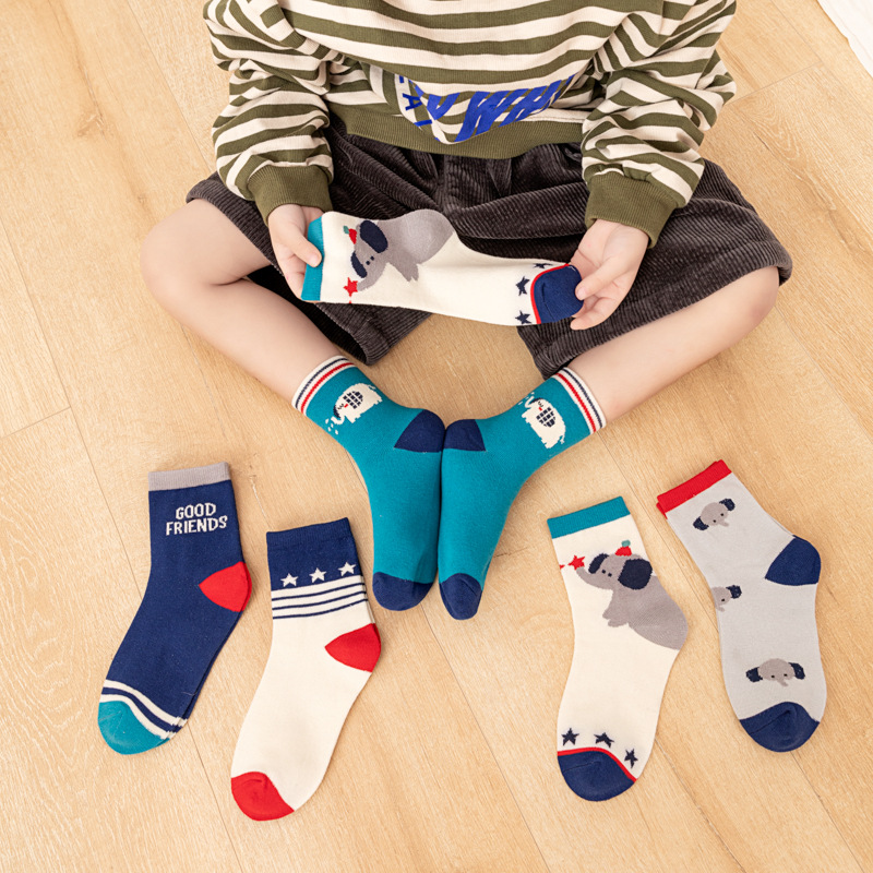 Cotton Crew Sock Pack - Pacote com 5 meias infantis para