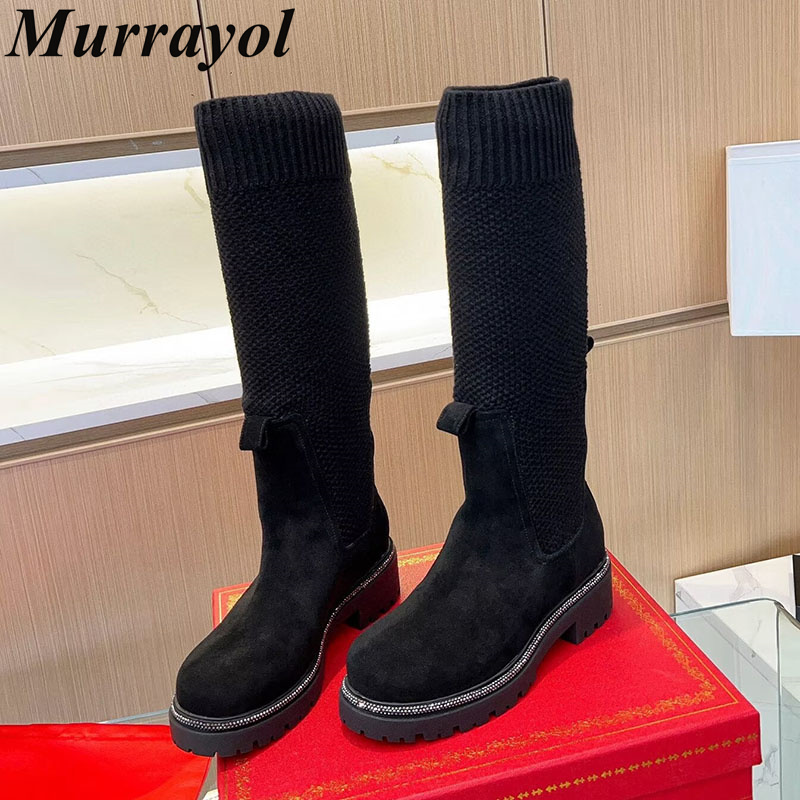 Knee High Sock Women - Joelho botas altas outono inverno camurça